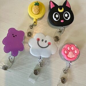 5-Pack Cute Belt-Clip Badge Reels – ID Holder Bundle